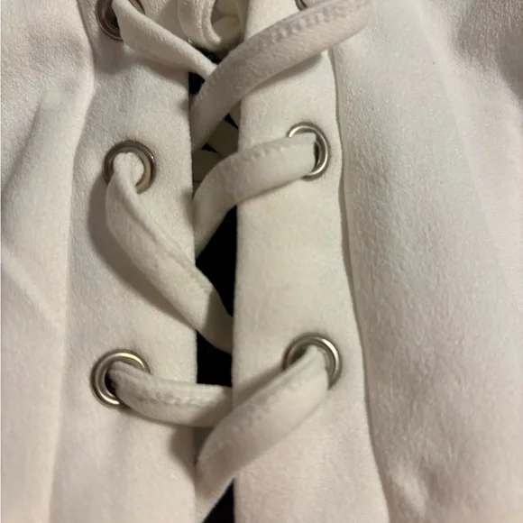 White Lace-Up Halter Bodysuit - Picture 15 of 15